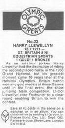 1988 Brooke Bond Olympic Greats #33 Harry Llewellyn Back