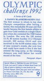1992 Brooke Bond Olympic Challenge #3 Fanny Blankers-Koen Back
