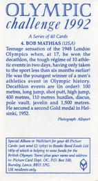 1992 Brooke Bond Olympic Challenge #4 Bob Mathias Back