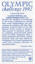 1992 Brooke Bond Olympic Challenge #9 Jayne Torvill /Christopher Dean Back