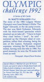 1992 Brooke Bond Olympic Challenge #10 Matti Nykanen Back