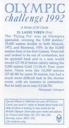 1992 Brooke Bond Olympic Challenge #15 Lasse Viren Back