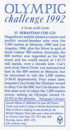 1992 Brooke Bond Olympic Challenge #17 Sebastian Coe Back