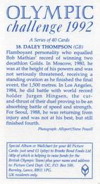 1992 Brooke Bond Olympic Challenge #18 Daley Thompson Back