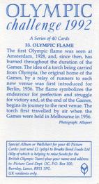 1992 Brooke Bond Olympic Challenge #33 Olympic Flame Back