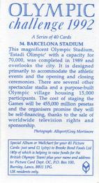 1992 Brooke Bond Olympic Challenge #34 Barcelona Stadium Back