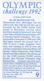 1992 Brooke Bond Olympic Challenge #40 Liz McColgan Back