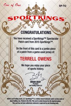 2015 Leaf Sportkings - Spectacular Patch #WR Terrell Owens Back