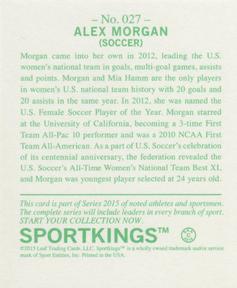 2015 Leaf Sportkings - Mini #27 Alex Morgan Back