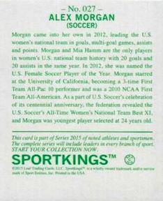 2015 Leaf Sportkings - Mini Green #27 Alex Morgan Back