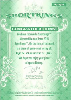2015 Leaf Sportkings - Sportkings Memorabilia #SJ-KGJ Ken Griffey Jr. Back