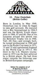 1979 Golden Wonder Sporting All Stars #13 Peter Oosterhuis Back