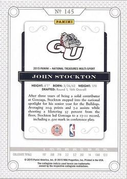 2015 Panini National Treasures Collegiate - Century Silver #145 John Stockton Back