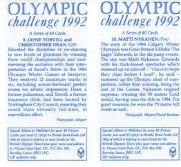 1992 Brooke Bond Olympic Challenge (Double Cards) #9-10 Jayne Torvill / Christopher Dean / Matti Nykanen Back