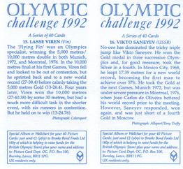 1992 Brooke Bond Olympic Challenge (Double Cards) #15-16 Lasse Viren / Vikto Saneyev Back