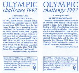 1992 Brooke Bond Olympic Challenge (Double Cards) #37-38 Peter Elliott / Steve Backley Back
