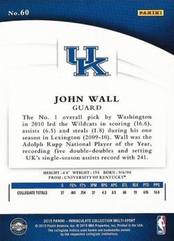 2015 Panini Immaculate Collection Collegiate - Blue #60 John Wall Back