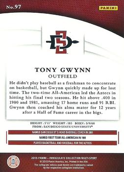 2015 Panini Immaculate Collection Collegiate - Red #97 Tony Gwynn Back