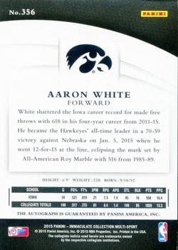 2015 Panini Immaculate Collection Collegiate - Immaculate Numbers Rookie Autographs #356 Aaron White Back