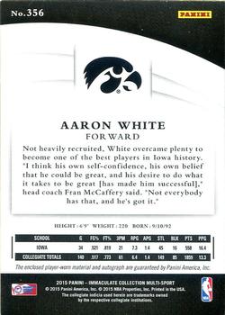 2015 Panini Immaculate Collection Collegiate - Immaculate Signature Patches Basketball Gold #356 Aaron White Back