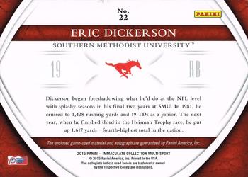 2015 Panini Immaculate Collection Collegiate - Premium Patches Autographs #22 Eric Dickerson Back