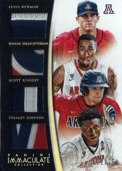 2015 Panini Immaculate Collection Collegiate - Quads Prime #2 Stanley Johnson / Kevin Newman / Rondae Hollis-Jefferson / Scott Kingery Front