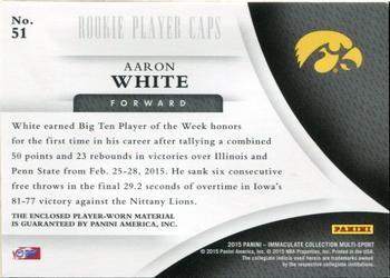 2015 Panini Immaculate Collection Collegiate - RPS Rookie Player Caps Brand Logo #51 Aaron White Back