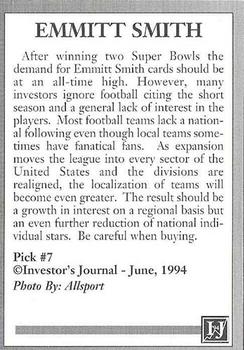 1994 Investor's Journal Gold Prism (unlicensed) - Silver Prism #7 Emmitt Smith Back