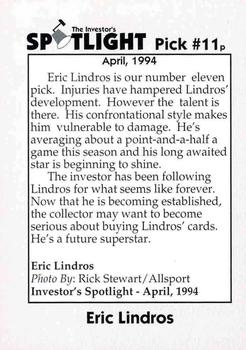 1994 Investor's Spotlight (unlicensed) #11p Eric Lindros Back