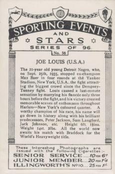 1935 J.A. Pattreiouex Sporting Events and Stars #56 Joe Louis Back