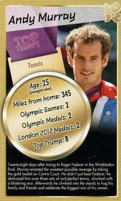 2012 Top Trumps Gold 30 Legends of London 2012 #NNO Andy Murray Front