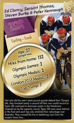 2012 Top Trumps Gold 30 Legends of London 2012 #NNO Ed Clancy / Geraint Thomas / Steven Burke / Peter Kennaugh Front
