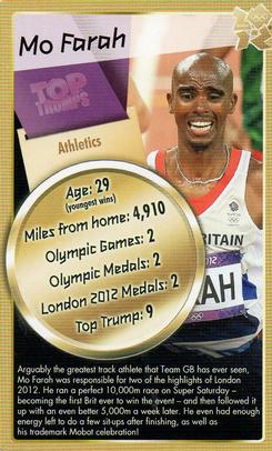 2012 Top Trumps Gold 30 Legends of London 2012 #NNO Mo Farah Front