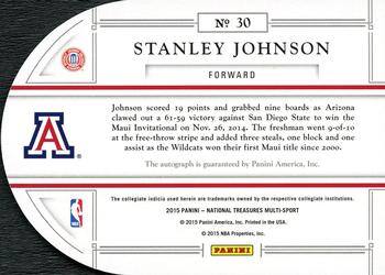 2015 Panini National Treasures Collegiate - Basketball Signature Die Cuts #30 Stanley Johnson Back
