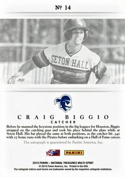 2015 Panini National Treasures Collegiate - Signatures Blue #14 Craig Biggio Back