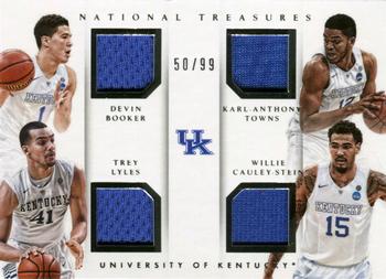 2015 Panini National Treasures Collegiate - Team Quads #8 Willie Cauley-Stein / Devin Booker / Karl-Anthony Towns / Trey Lyles Front