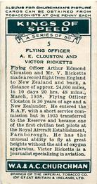 1939 Churchman's Kings of Speed #5 Arthur Edmond Clouston / Victor Ricketts Back