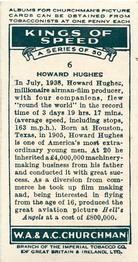 1939 Churchman's Kings of Speed #6 Howard Hughes Back