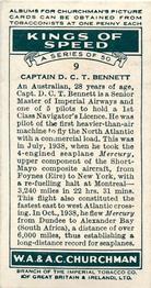 1939 Churchman's Kings of Speed #9 Don Bennett Back