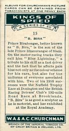 1939 Churchman's Kings of Speed #15 B. Bira Back