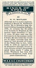 1939 Churchman's Kings of Speed #48 Harold Whitlock Back
