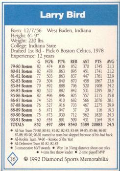1992 Diamond Sports Memorabilia Magazine #16 Larry Bird Back