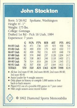 1992 Diamond Sports Memorabilia Magazine #17 John Stockton Back