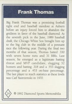 1992 Diamond Sports Memorabilia Magazine #24 Frank Thomas Back