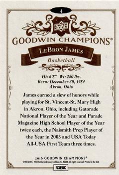 2016 Upper Deck Goodwin Champions #4 LeBron James Back