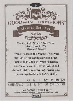 2016 Upper Deck Goodwin Champions #9 Martin Brodeur Back