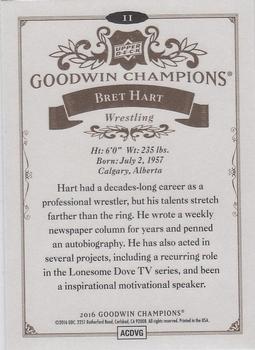 2016 Upper Deck Goodwin Champions #11 Bret Hart Back