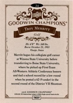 2016 Upper Deck Goodwin Champions #34 Troy Merritt Back