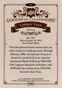 2016 Upper Deck Goodwin Champions #60 Lindsey Vonn Back