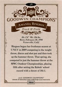 2016 Upper Deck Goodwin Champions #78 Amanda Bingson Back